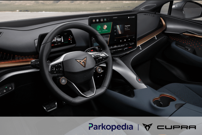 Park & Pay’ functionality from Parkopedia now available in CUPRA models. Under embargo: Monday 27th January 2025 at 09:00 AM GMT / 10:00 AM CET. Image source: Parkopedia Cupra