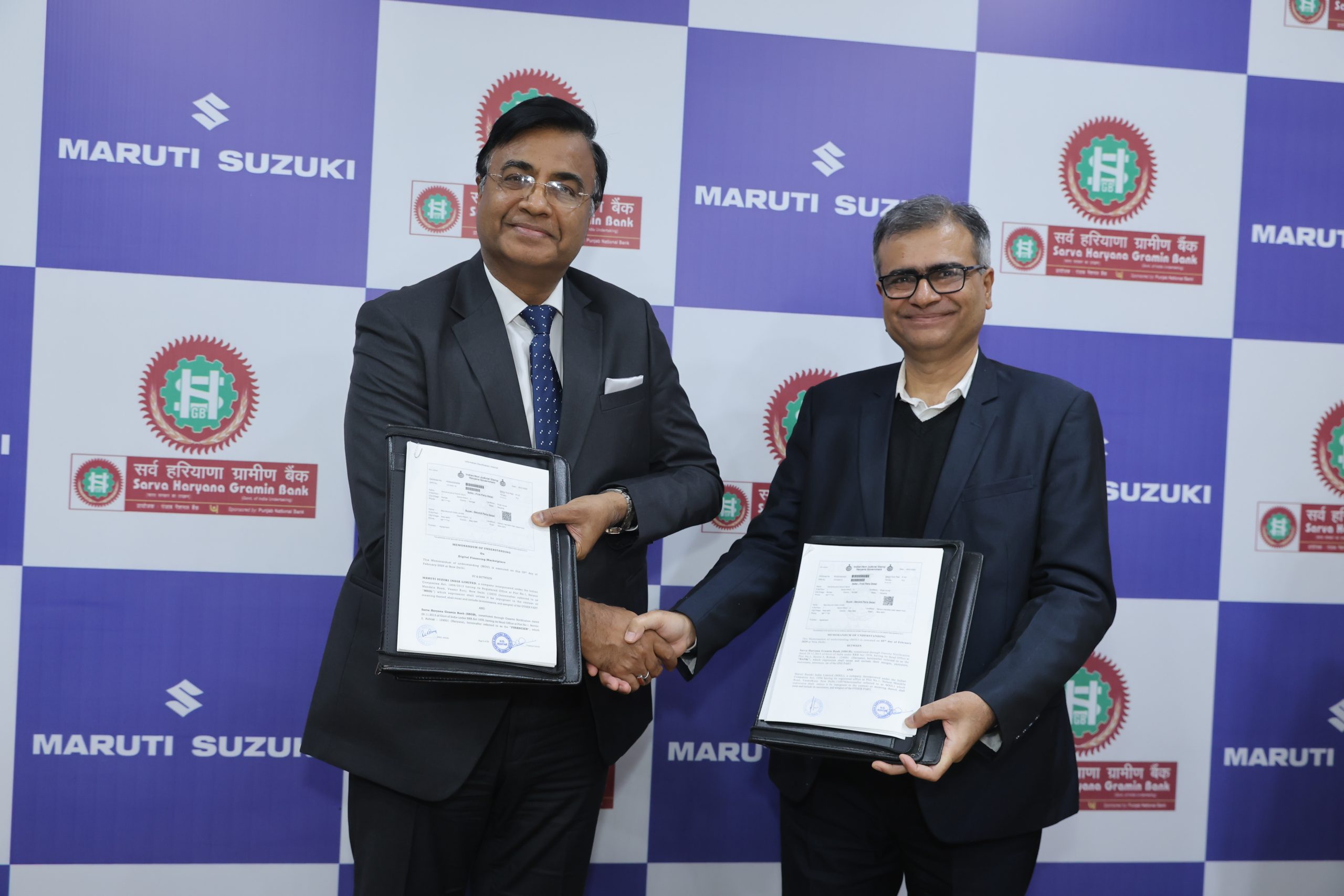 Maruti Suzuki partners with Sarva Haryana Gramin Bank for retail car financing.