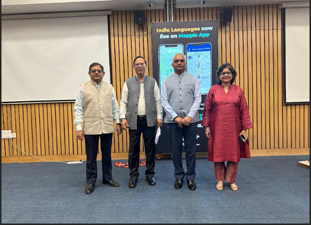 From Left _ Mr. Shambu Singh , Independent Director, MapmyIndia_ Mr. Rakesh Verma, Co-Founder & CMD, MapmyIndia_ Shri Hitesh Kumar S. Makwana, IAS, Surveyor General of India and Mrs. Rashmi Verma, Co-Founder & 1