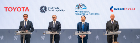 Czech Republic today, Petr Fiala, the Czech Prime Minister, Lukáš Vlček, the Minister of Industry and Trade with Yoshihiro Nakata, President of Toyota Motor Europe (TME). Image source: Toyota